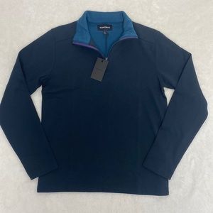 Bonobos Daily Grind Slim fit quarter zip pullover. Two-tone blue. Size XS